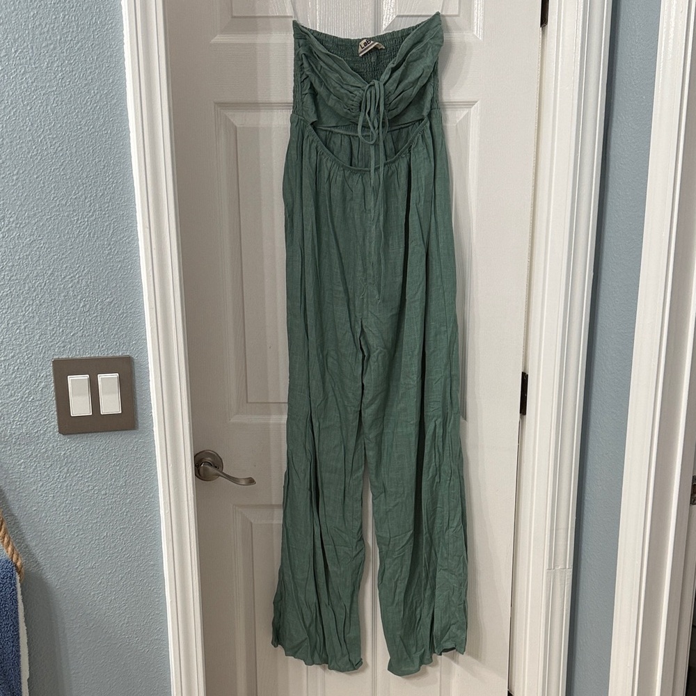 Chic Teal Strapless Jumpsuit